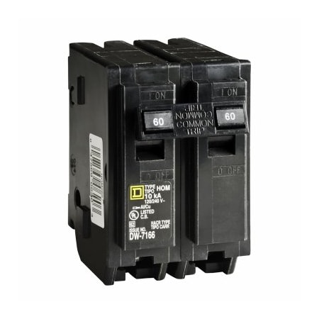 Square D Circuit Breaker, HOM Series, 60A, 2 Pole, 120/240V AC, 10kA HOM260CP